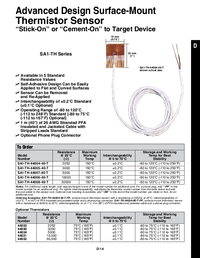 Thumbnail of document Data Sheet - SA1-TH Self-Adhesive Polyimide Fast Response Thermistor Surface Sensors